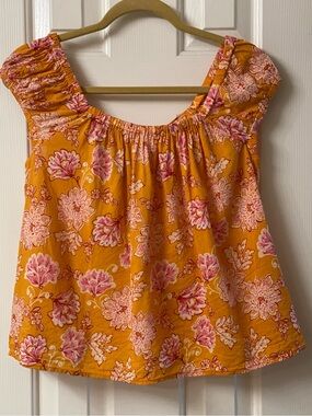 Old Navy Floral Print Tie-Back Cap Sleeve Top Size Small